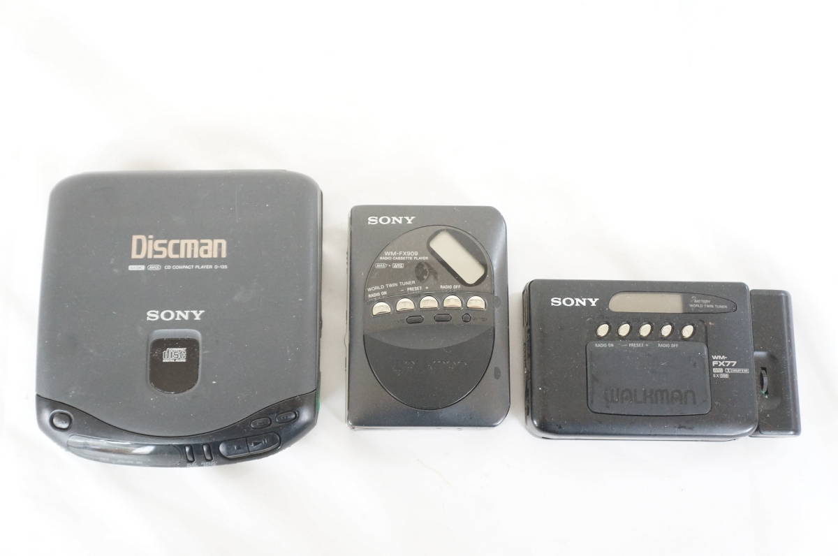 SONY ソニー WM-FX909 WM-FX77 WALKMAN カセットウォークマン D-135 Discman CDプレーヤー 本体のみ 3点セット 8501186011_画像1