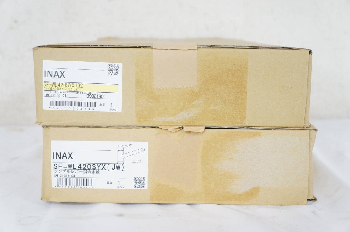 ⑤ LIXIL INAX SF-WL420SYXJG2 SF-WL420SYX(JW) シングルレバー 混合水栓 2点セット デッドストック 在庫品 7001221011_画像1