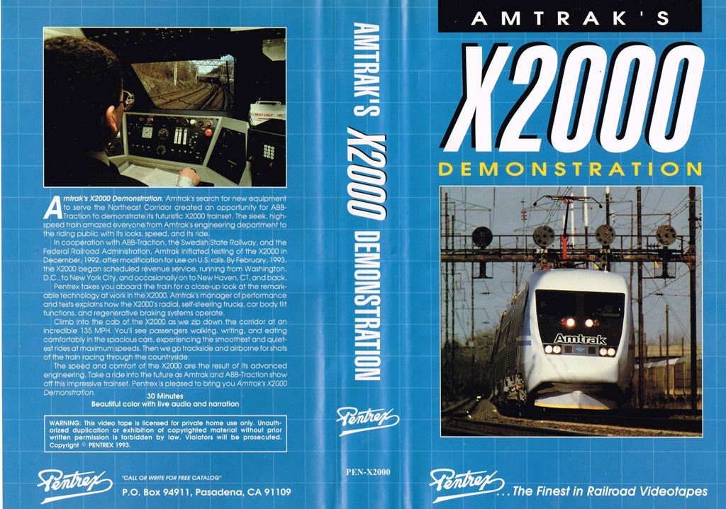 【アメリカ鉄道資料　VHSビデオテープ】AMTRAK'S X2000 DEMONSTRATION_画像1
