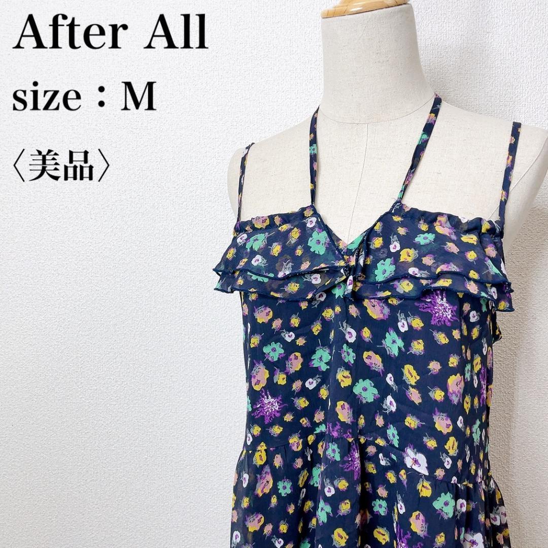 【美品】After All アフターオール ホルターネック フェミニン 花柄キャミワンピース 大人かわいい 背中見せ 大人女子 あ30_画像1