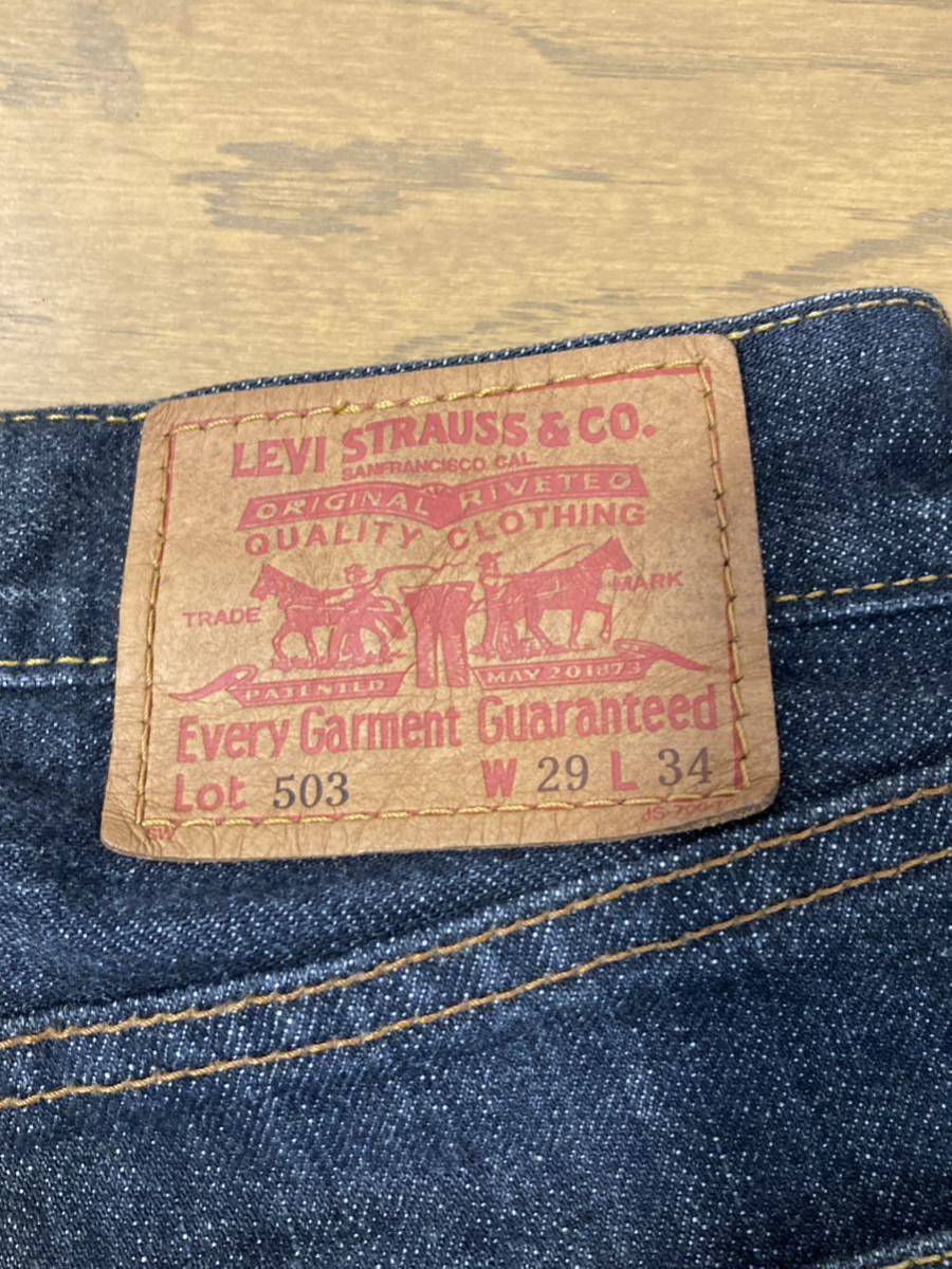 Levis リーバイス 503 ブラックデニムジーンズ 革パッチ 日本製 29インチ メンズ MADE IN JAPAN Levi's 黒の画像6