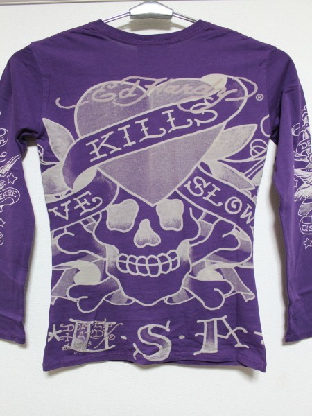 エドハーディー ed hardy レディース長袖Tシャツ パープル W03PBG526 ラブキル LOVE KILLS SLOWLY 新品 紫_画像3