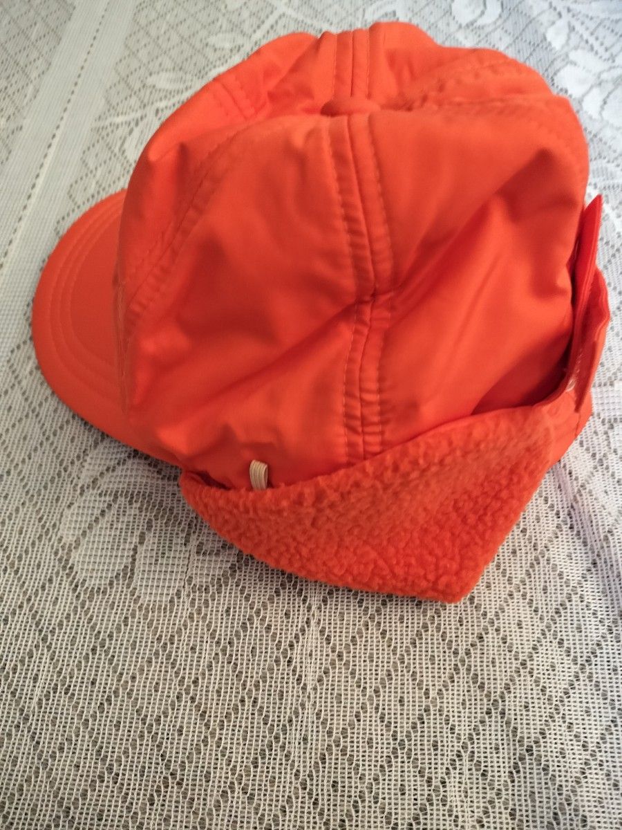 レア　ウサハナ　帽子　キャップ　オレンジ　　橙色　50cm 子供 CAP　耳当て付　ジュニア　ニット帽