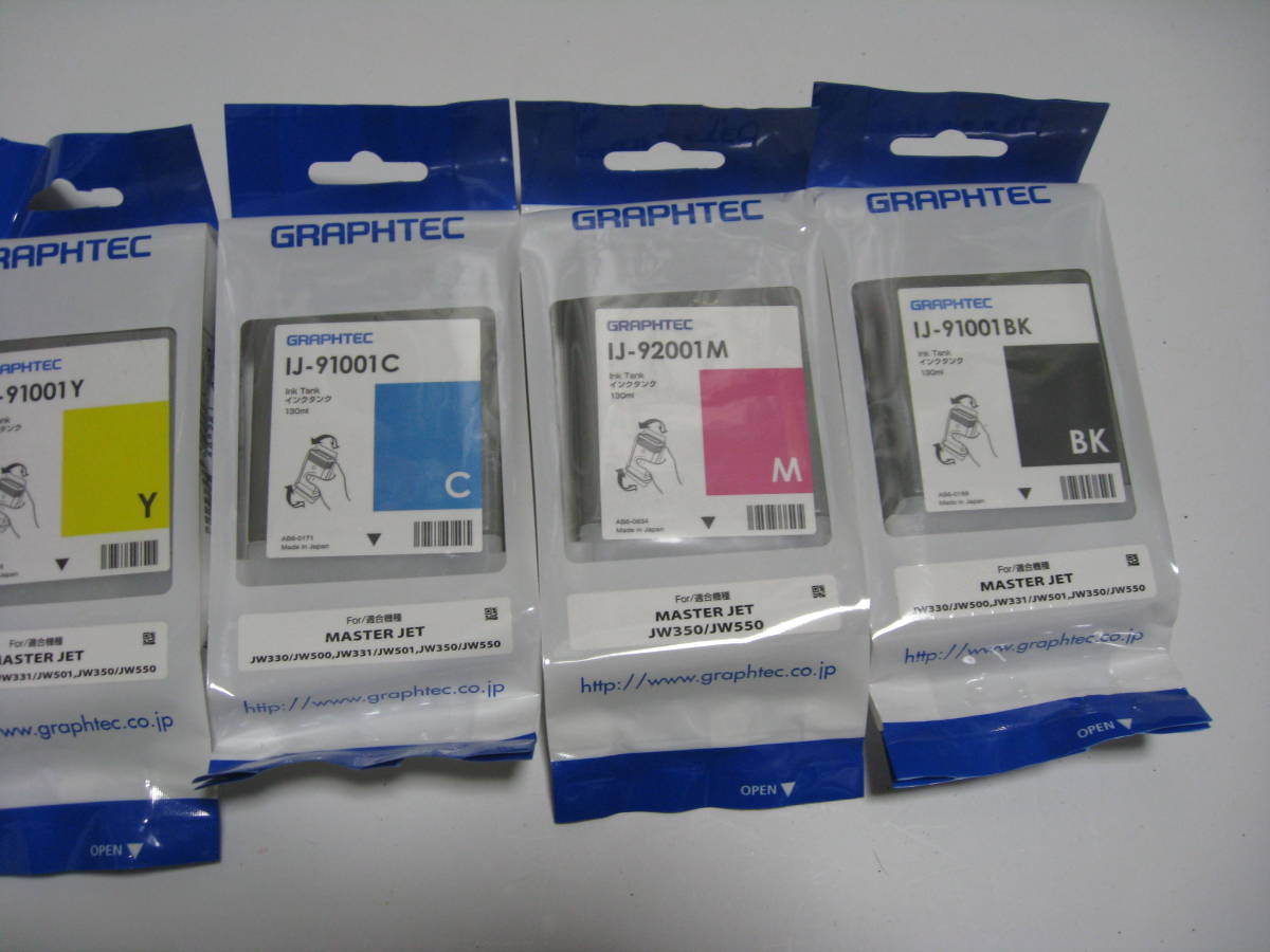 5色セット GRAPHTEC グラフテック インクタンク IJ-91001BK/MBK/Y/C IJ92001 JW350/JW550 等_画像3