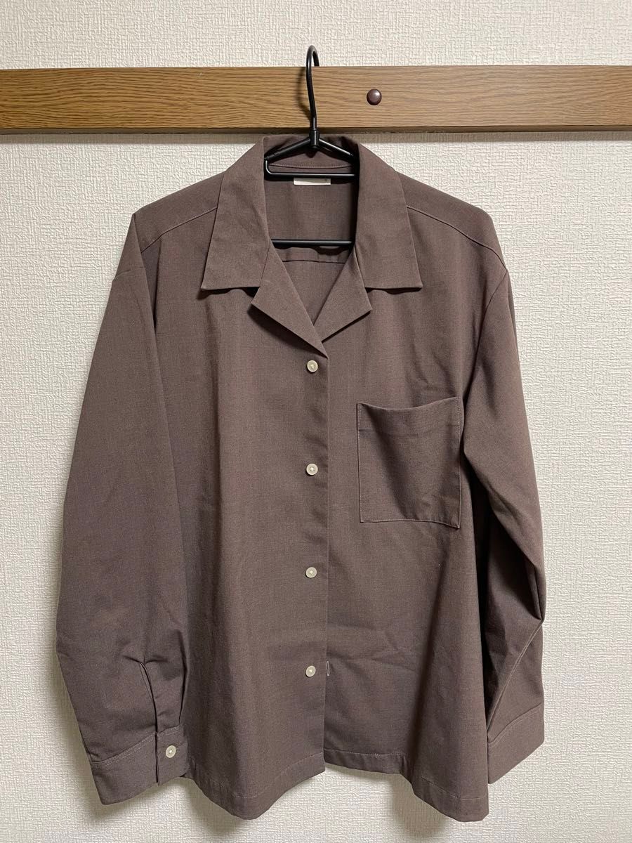 「春の最終値下げ！」【良品】（GU）オープンカラーシャツ(長袖)Mサイズ