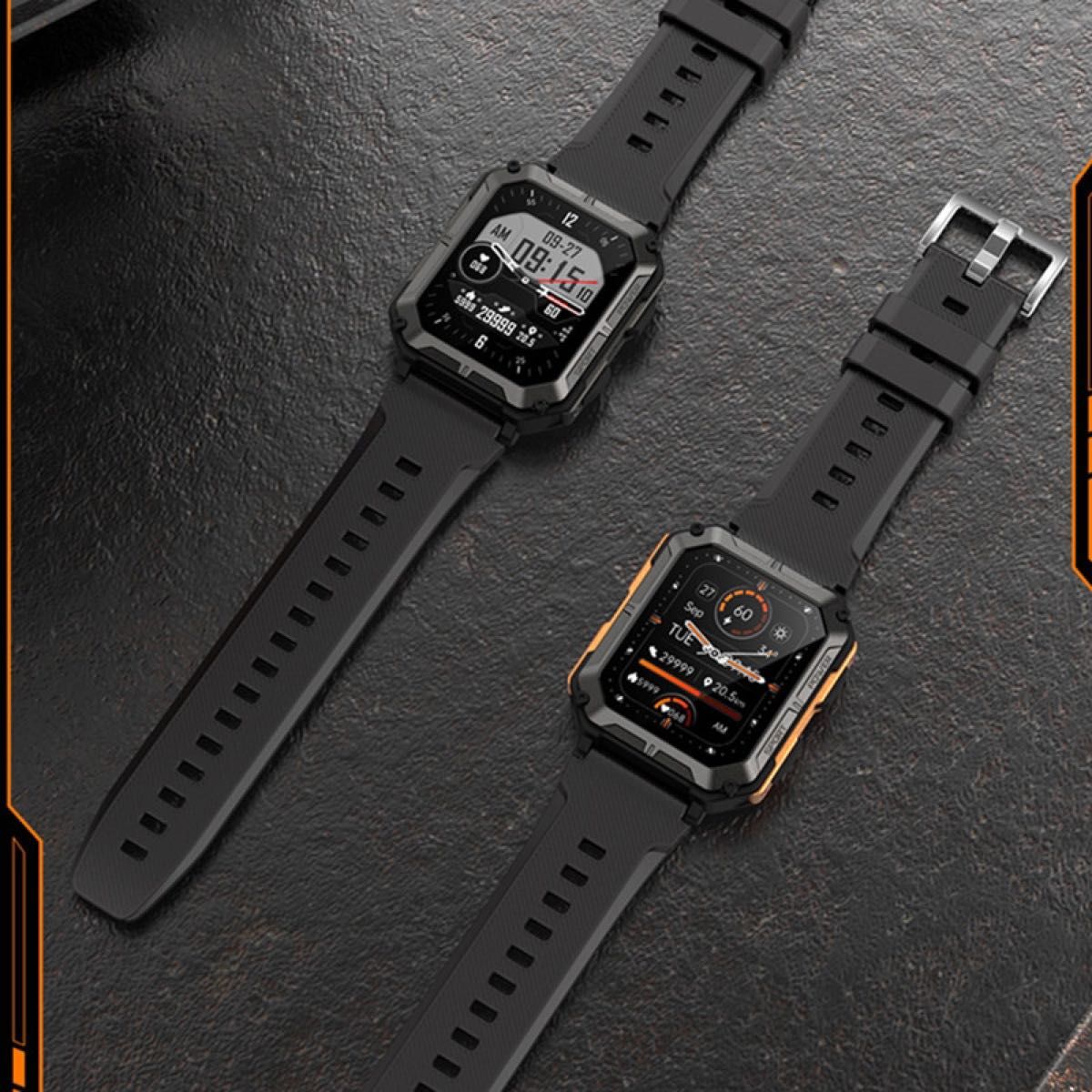 スマートウォッチ スマートブレスレット 多機能 歩数計 防水 smart watch  ブラック　 耐衝撃　