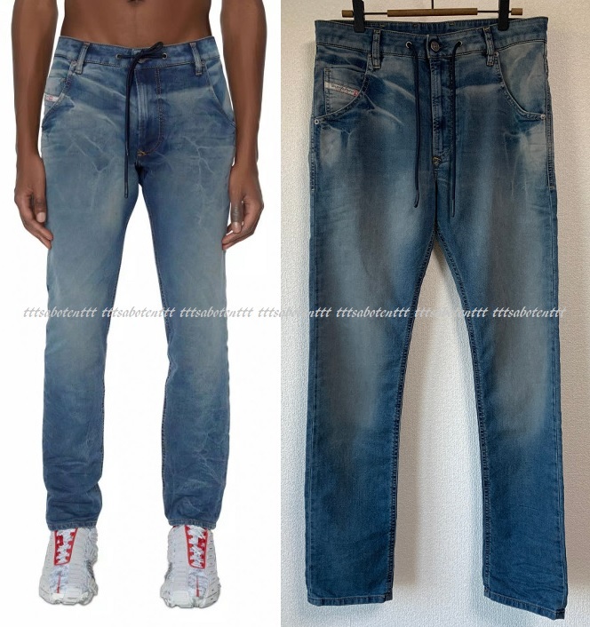 定価52,800円 DIESEL JOGG JEANS “D-Krooley” 068BD TAPERED スウェット デニム ジョガーパンツ 30 ディーゼル 「Safari」掲載_画像1