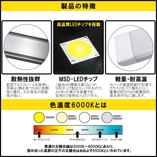 高輝度 薄型 直管LED蛍光灯 10本セット 消費電力18W 50W相当 5500lm 昼光色6000K 3列LED搭載 器具一体型★保証付き★顧客満足度100％★の画像2