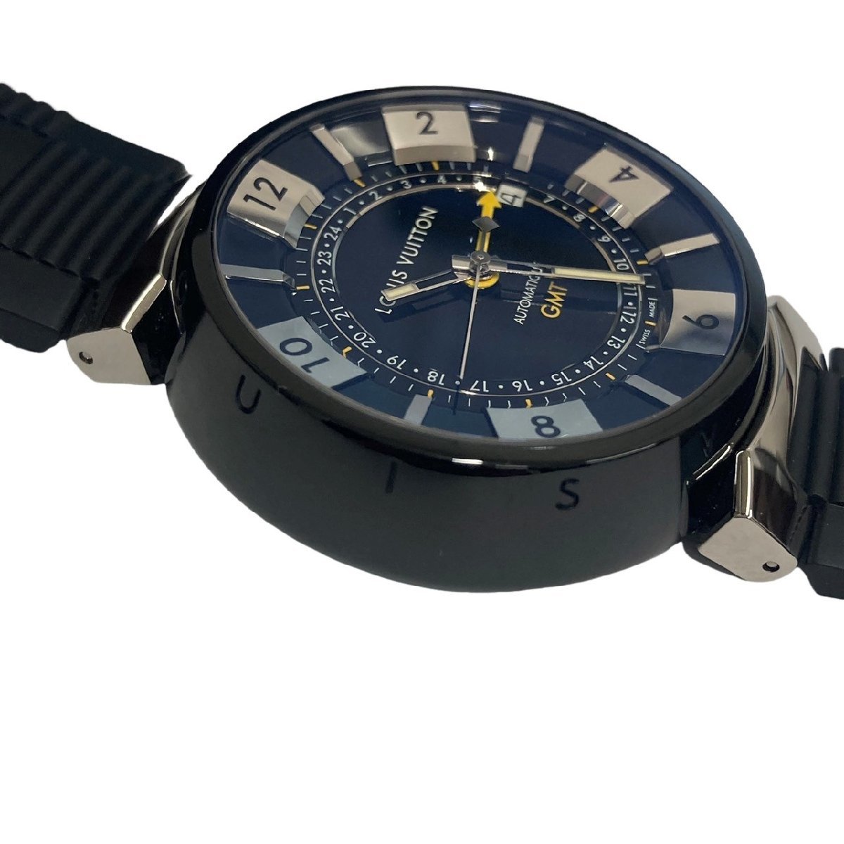 Louis Vuitton ルイヴィトン タンブールインブラックGMT Q113K0 自動巻き 腕時計 ブラック文字盤 動作品 【美品】 N2401R9_画像4