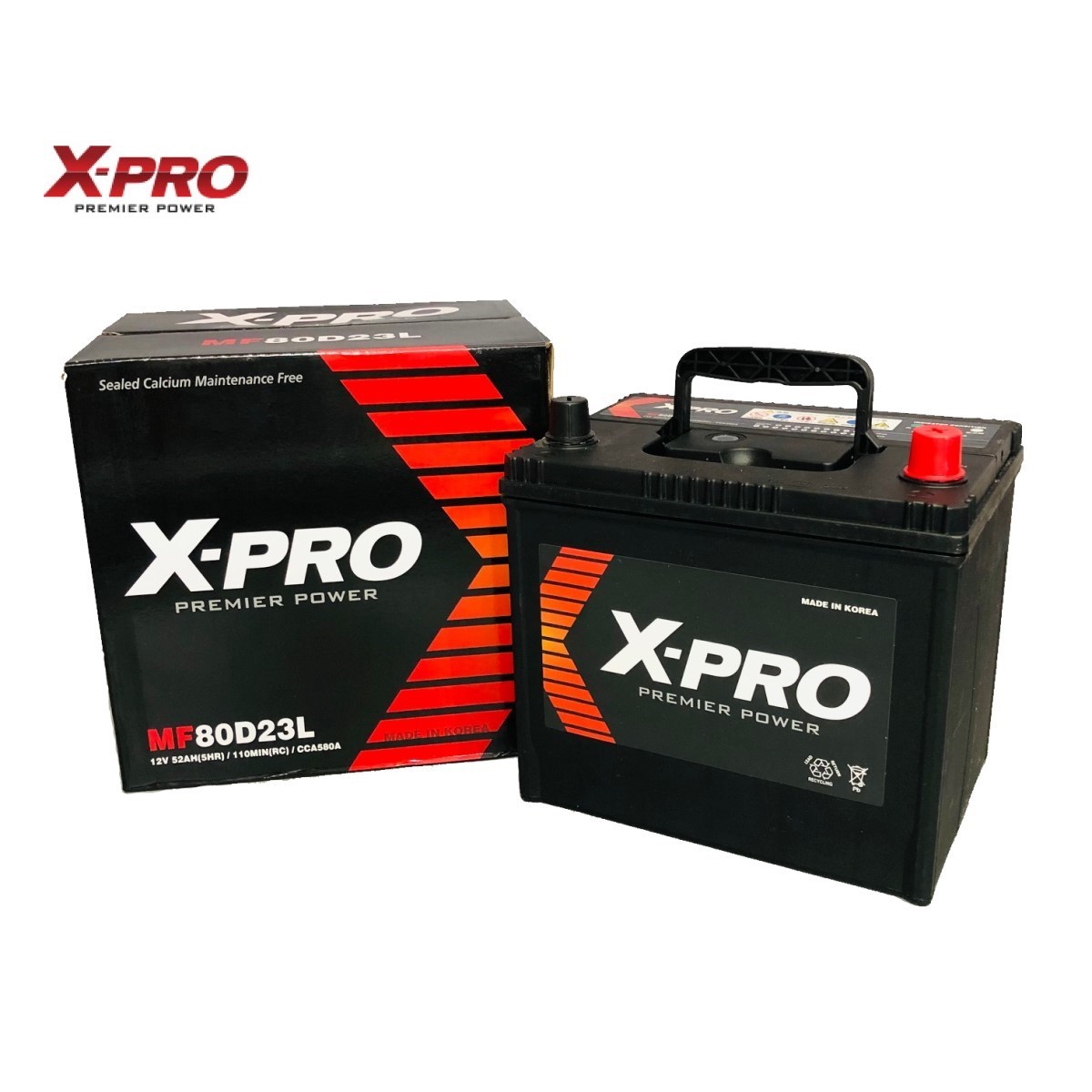 高性能 長寿命 X-PRO カーバッテリー MF80D23L [ 55D23L 60D23L 75D23L 対応 ] シールド型(密閉式）メンテナンスフリー_画像3