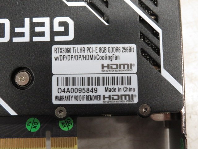 グラフィックボード GeForce RTX3060 Ti LHR PCI-E 8G ジャンク P64629_画像6