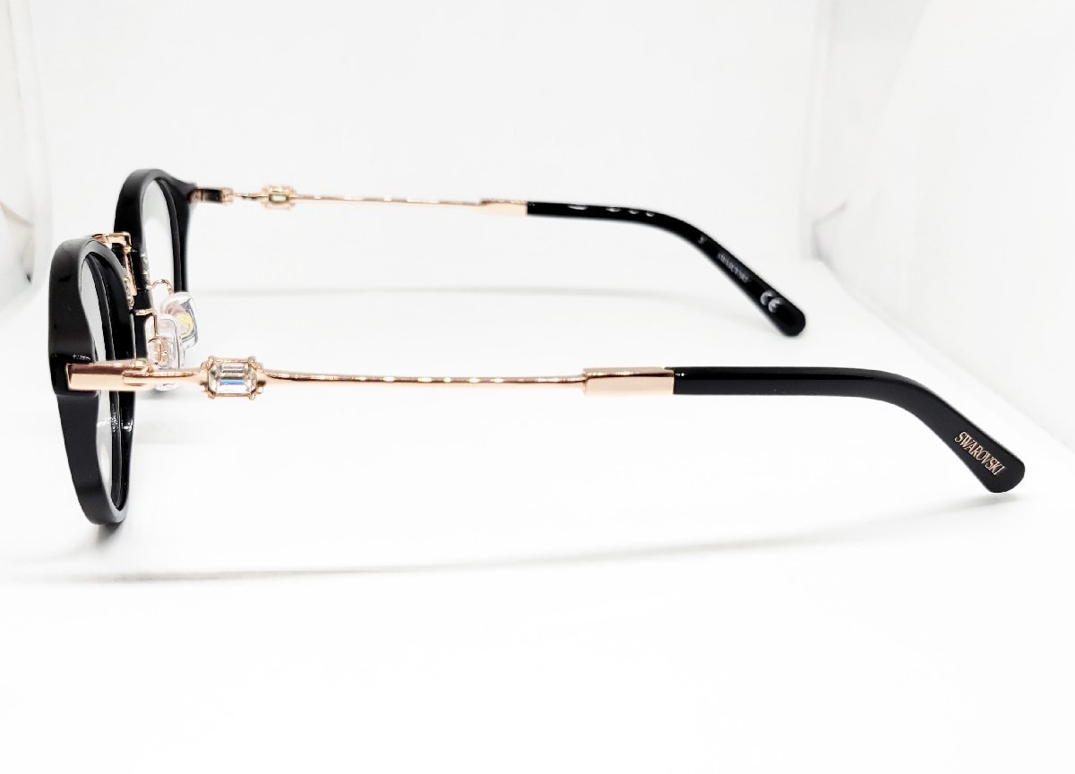 値下げ Swarovski スワロフスキー 正規品 眼鏡フレーム SK5438D/V001 ボストン ブラック ゴールド ラインストーン_画像4