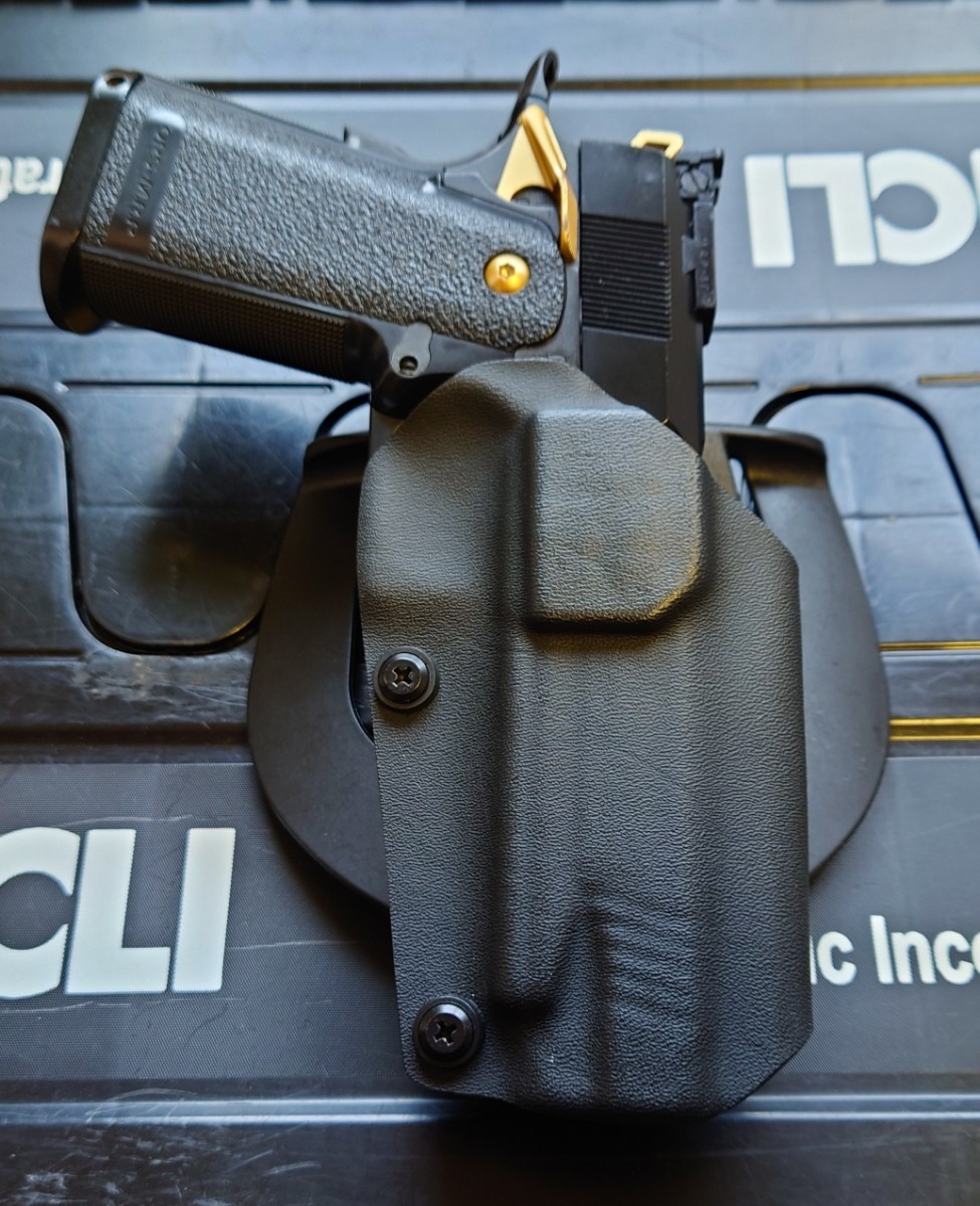 TSGcraft kydexholster 東京マルイ ハイキャパ GOLD MATCH 専用 ハンドメイドカイデックスホルスター　ブラック 右利き用 ベルトループ付属_画像3