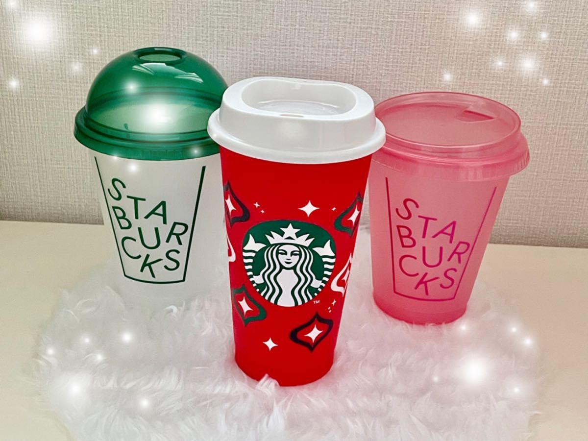 スターバックス スタバ ホリデー サンタ クリスマス タンブラー部 リユーザブルカップ グリーン ピンク 期間限定 