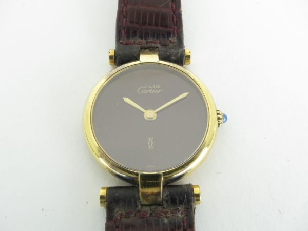  Cartier Cartier женские наручные часы кварц Must Vendome SV925 бордо циферблат модный Gold цвет H09