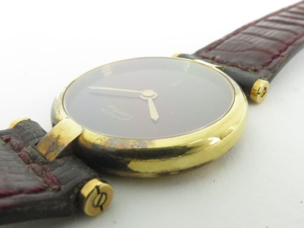  Cartier Cartier женские наручные часы кварц Must Vendome SV925 бордо циферблат модный Gold цвет H09
