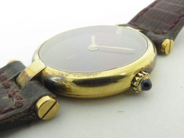 カルティエ Cartier　レディース腕時計　クオーツ　マストヴァンドーム　SV925　ボルドー文字盤　お洒落な　ゴールドカラー　H09_画像3