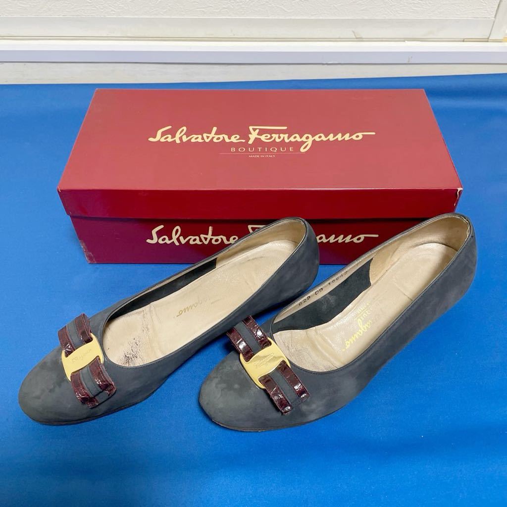 Salvatore Ferragamo イタリア製 サルヴァトーレフェラガモ 靴 7 日本（24.0） ネイビー 現状保管品_画像10