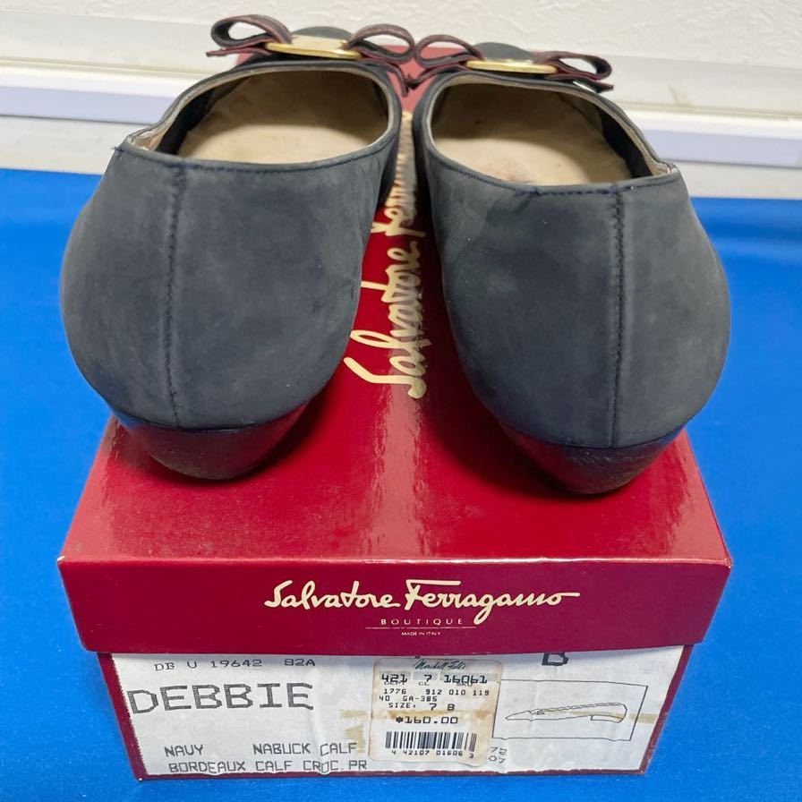 Salvatore Ferragamo イタリア製 サルヴァトーレフェラガモ 靴 7 日本（24.0） ネイビー 現状保管品_画像5