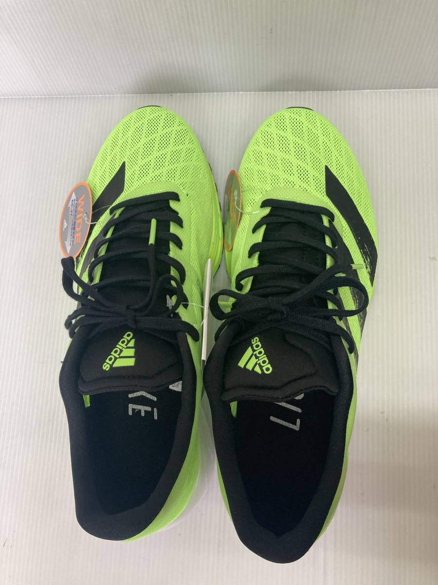 ●お買い得！adidas ランニングシューズ adizero RC 2 wide FX4214 蛍光グリーン/ブラック 27.0㎝ マラソンや軽い運動に最適！