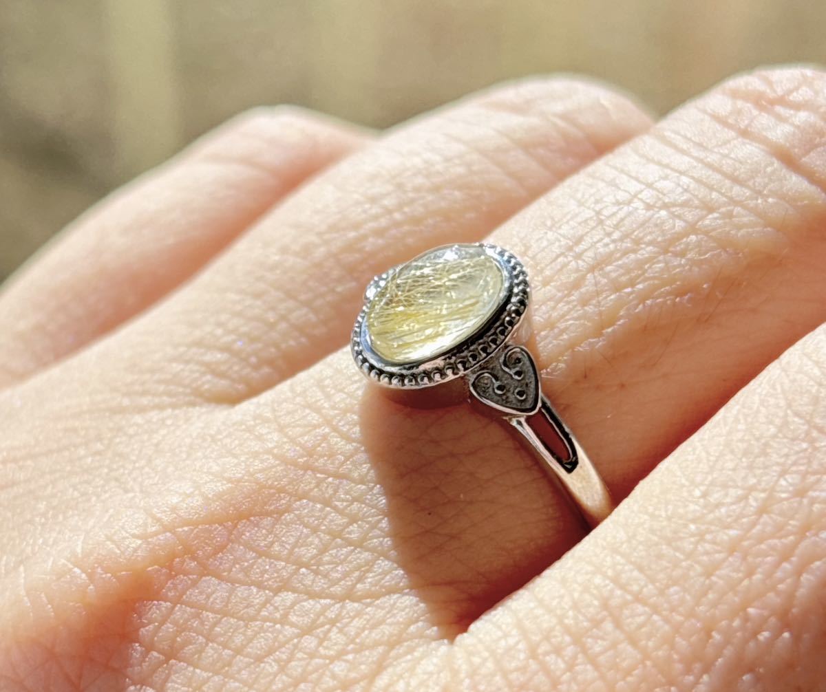 天然石 タイチンルチルクォーツのリング指輪 （A3344）_画像4
