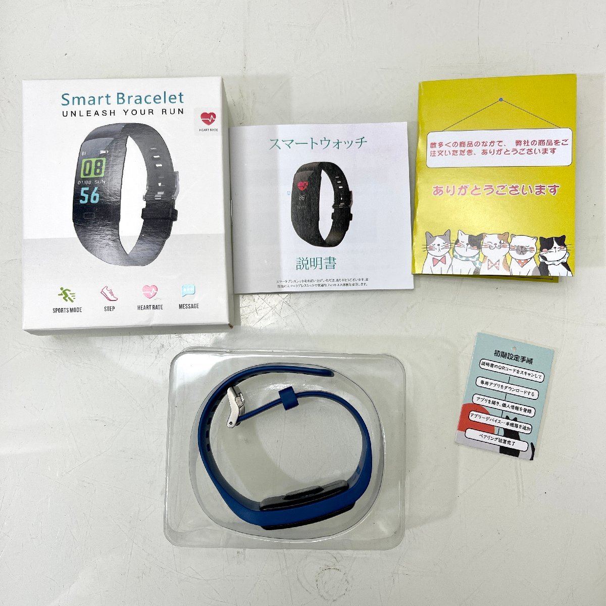 *M* Smart Bracelet UNLEASH YOUR RUN スマートウォッチ 中古品 説明書付き ブルー 健康 歩数 血圧 運動 心拍数 Bluetooth *M-230504_画像1