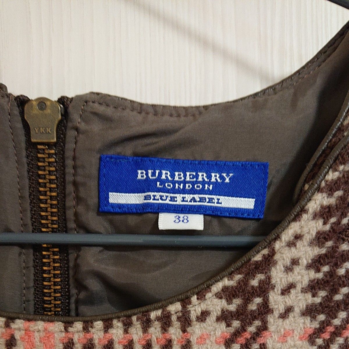 BURBERRY BLUE LABEL ノースリーブ ひざ丈 ワンピース チェック バーバリーブルーレーベル