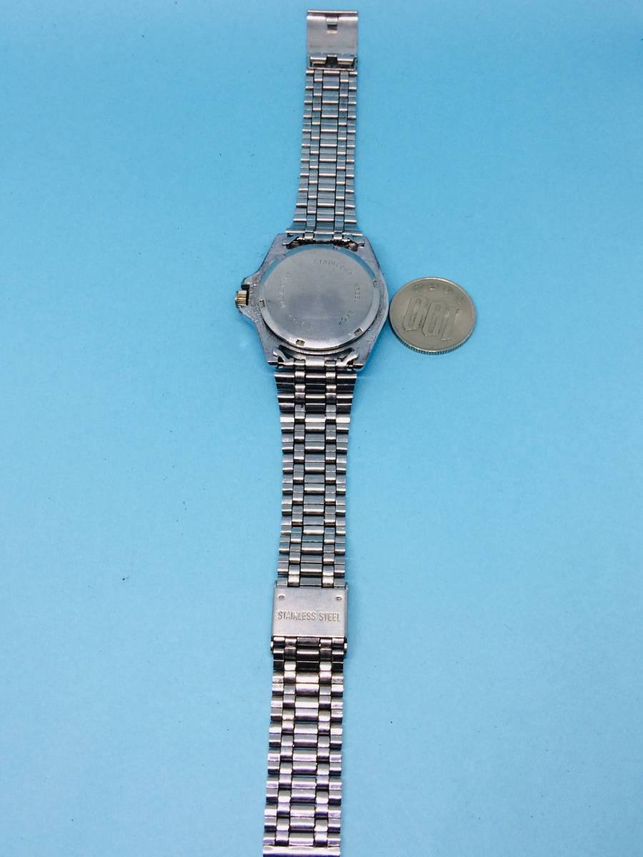 (C41)ブラックフェイス(*'▽')シチズンQQディト（電池交換済み）ダイバーズタイプメンズ腕時計USED（送料全国一律185円）素敵な時計です。_画像9