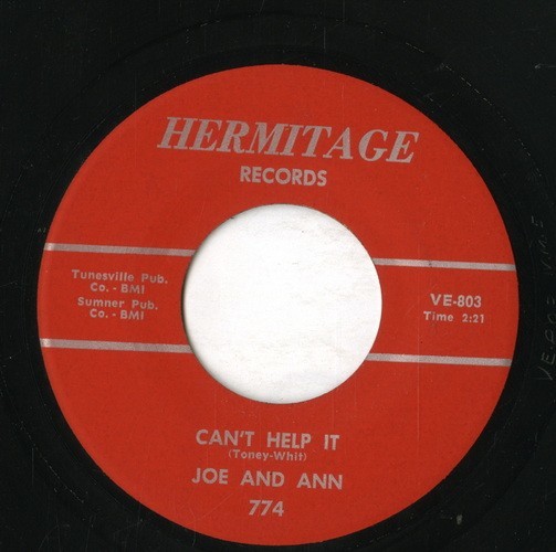 【7inch】試聴　JOE & ANN 　　(HERMITAGE 774) CAN'T HELP IT / DOUBTFUL_画像1