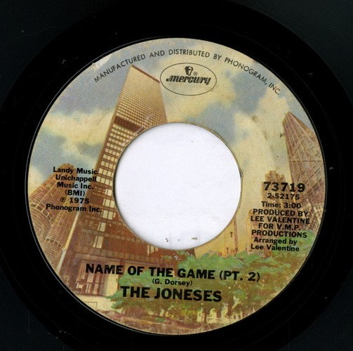 【7inch】試聴　JONESES 　　(MERCURY 73719) NAME OF THE GAME / NAME OF THE GAME PT2 　_画像2