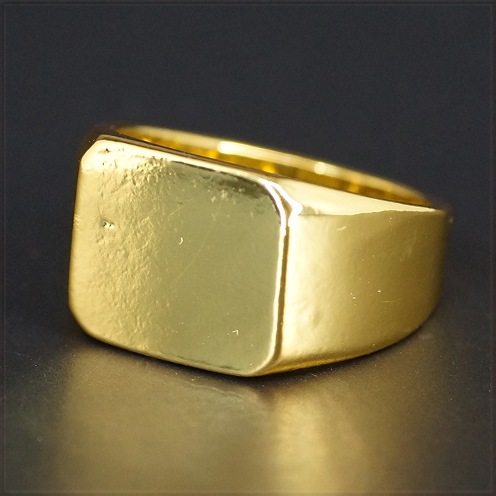 [RING] 18K Gold Plated Square Smooth フラット スクエア スムース 四角形 デザイン 14mm ワイド ゴールド リング 13号_画像7