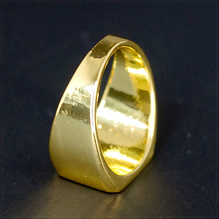 [RING] 18K Gold Plated Square Smooth フラット スクエア スムース 四角形 デザイン 14mm ワイド ゴールド リング 13号_画像5