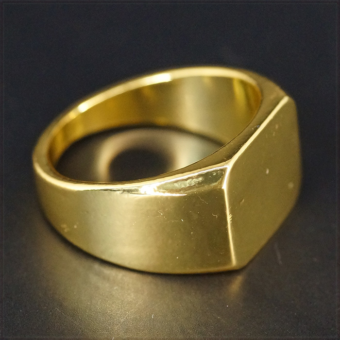 [RING] 18K Gold Plated Square Smooth フラット スクエア スムース 四角形 デザイン 14mm ワイド ゴールド リング 13号_画像4