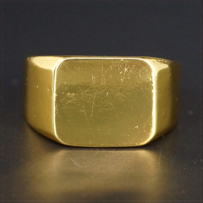 [RING] 18K Gold Plated Square Smooth フラット スクエア スムース 四角形 デザイン 14mm ワイド ゴールド リング 13号_画像3