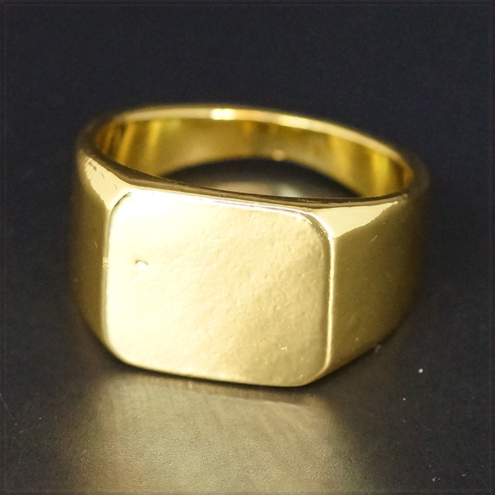 [RING] 18K Gold Plated Square Smooth フラット スクエア スムース 四角形 デザイン 14mm ワイド ゴールド リング 28号_画像8