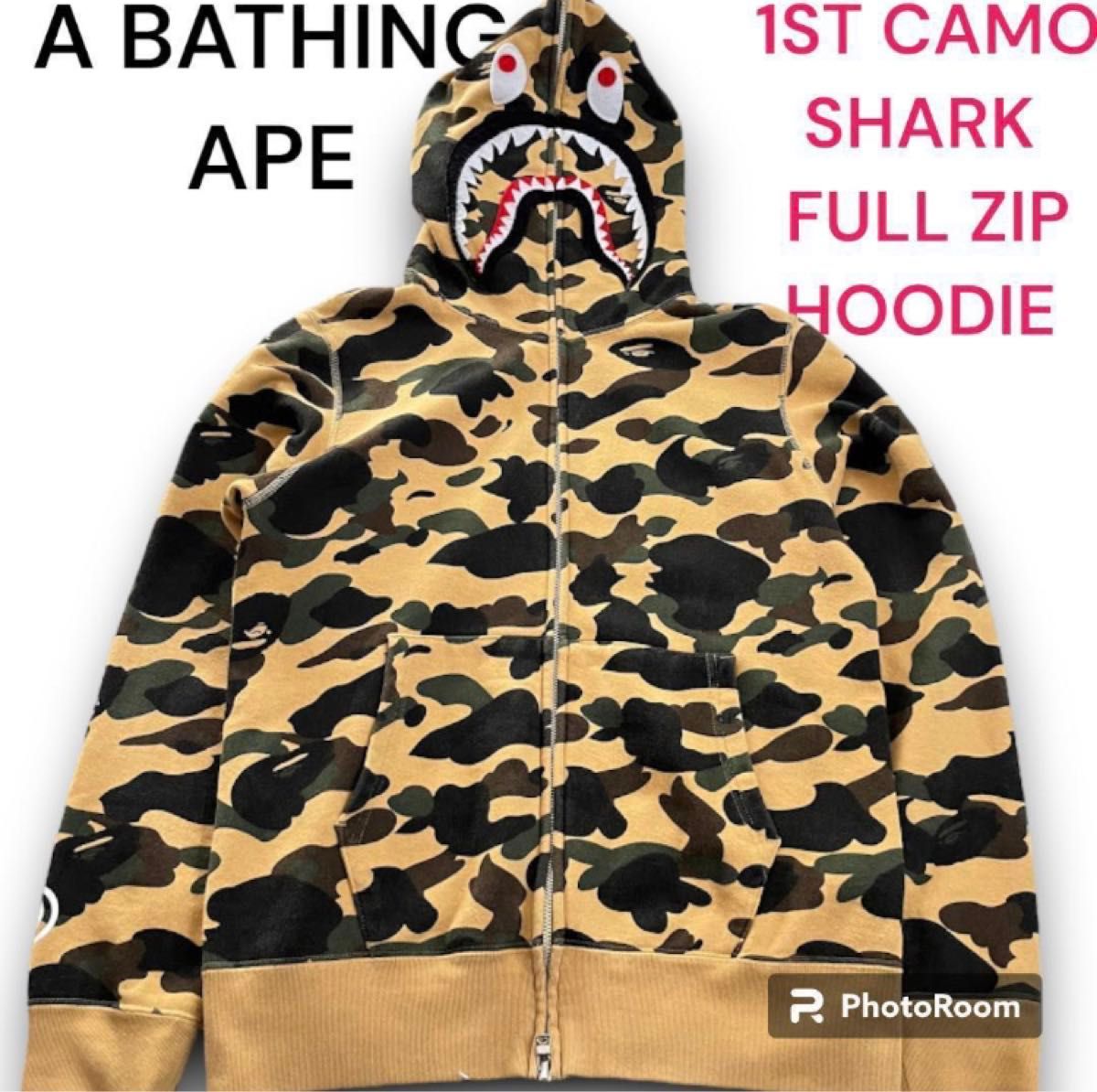 人気　希少　A BATHING APE アベイシングエイプ　ファーストカモ シャーク フルジップフーディー　メンズ　M 迷彩　