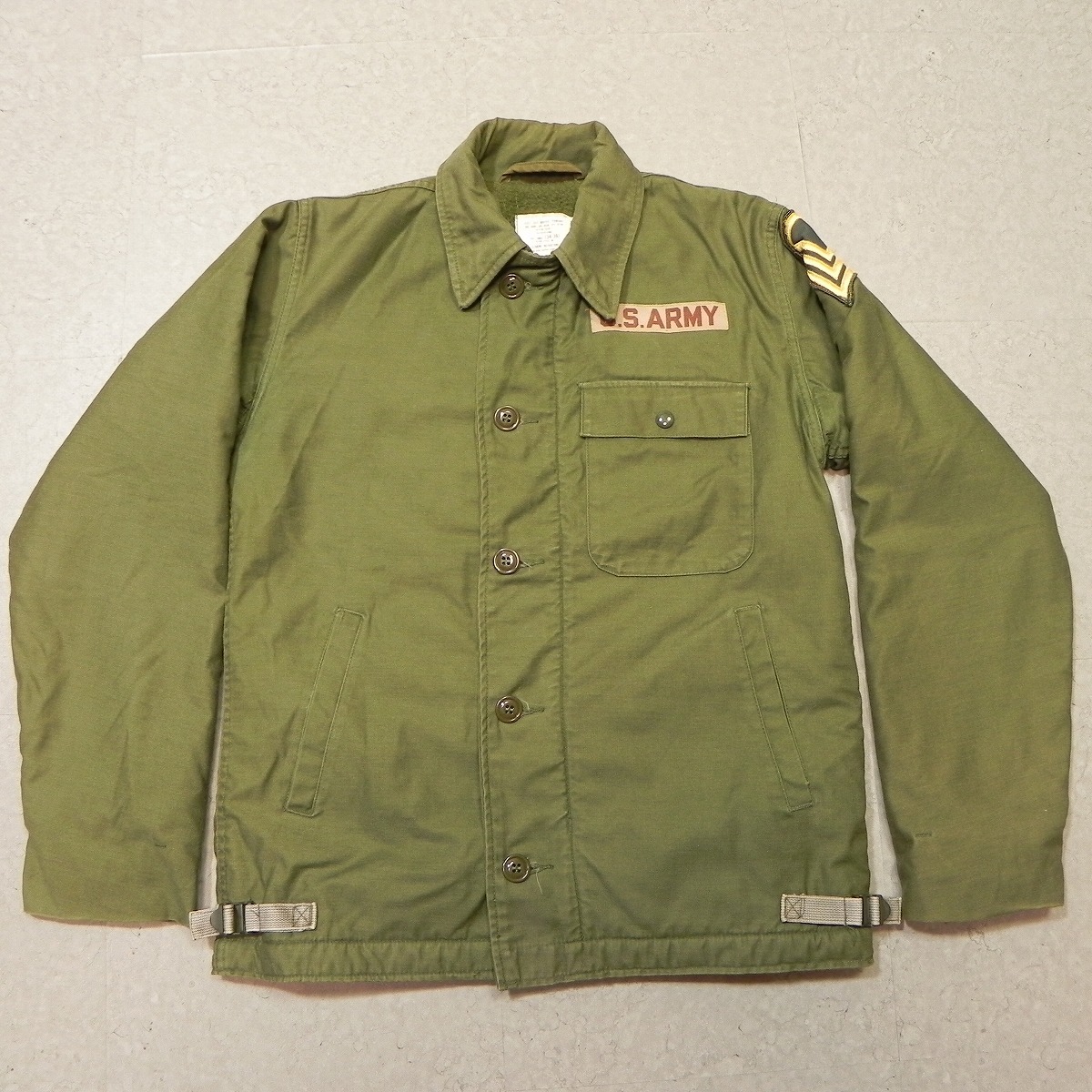 80s 85年 U.S.ARMY アメリカ軍 米軍実物 JACKET COLD WEATHER PERMEABLE A-2 デッキジャケット ミリタリージャケット S 古着 良品 ★h_画像1