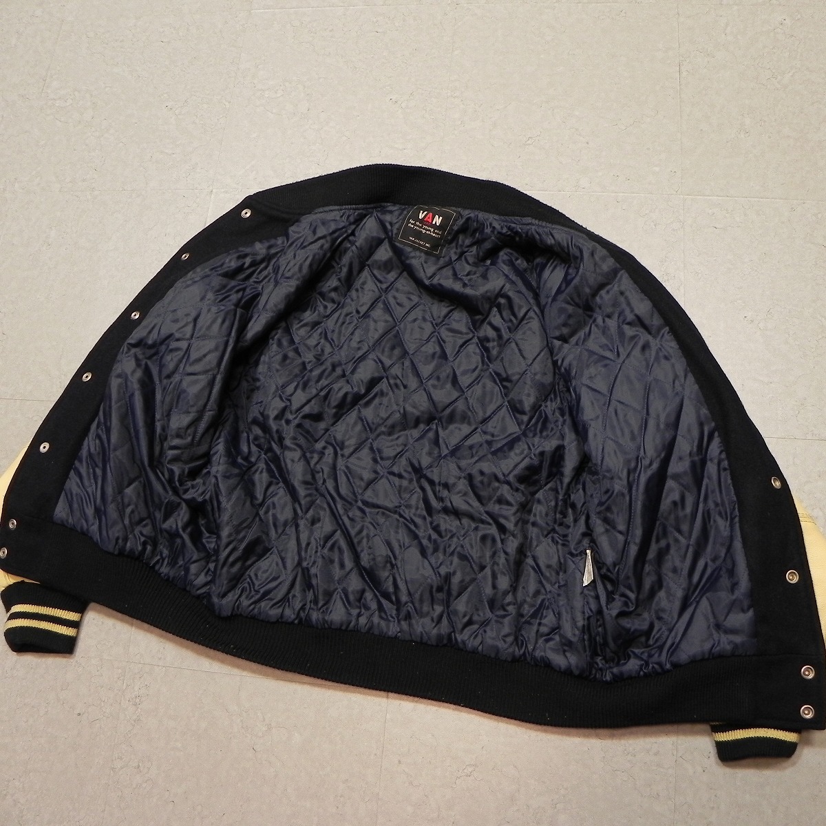  редкий подлинная вещь [VAN JAC] Van ja Kett рукав кожа куртка L б/у одежда VAN Guards Vintage Showa Retro джемпер блузон *h
