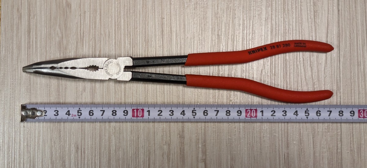 クニペックス【KNIPEX】280㎜ロングノーズプライヤー2881-280 先端45°ベント先曲がり 新品未使用　ラジオペンチ★在庫あり