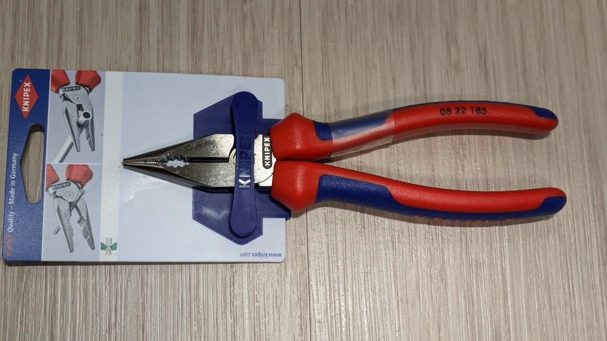 クニペックス【KNIPEX】185㎜ 0822-185（SB）ニードルノーズペンチ　　新品未使用★在庫あり