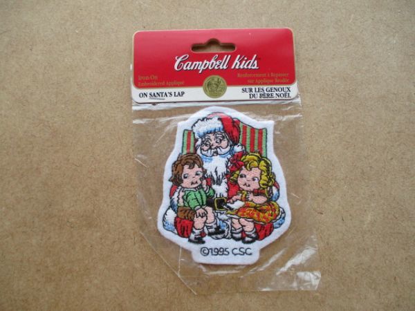 90s キャンベル・キッズ Campbell Kids クリスマス ワッペン/キャンベルスープChristmas Soup1995サンタ キャラクターPATCHビンテージ S3_画像1