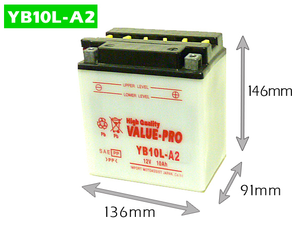 新品 開放型バッテリー YB10L-A2 互換 FB10L-A2 GM10Z-3A / GS400 GSX400E GSX400FW GSX400FSインパルスの画像2