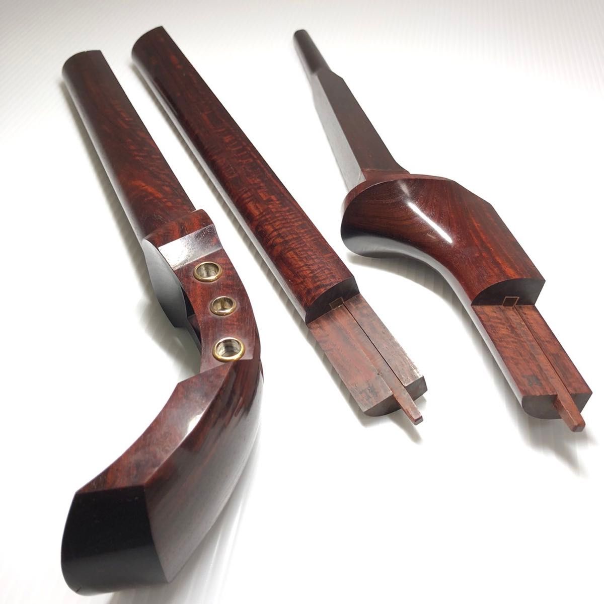 三味線 綾杉胴 全K9 金細 紅木 中棹 正寸 二本溝 東さわり 皮修理お安く！