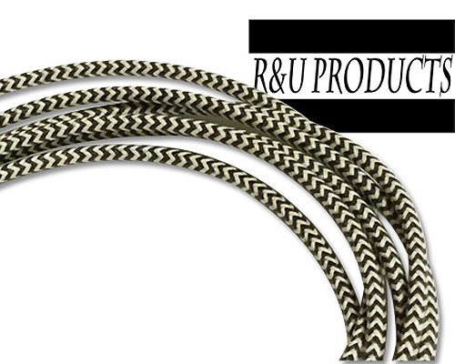 R&U ヘリンボーン 布巻き配線 ブラック/ホワイト 1m ビンテージ こたつ配線 ハーネス_画像2