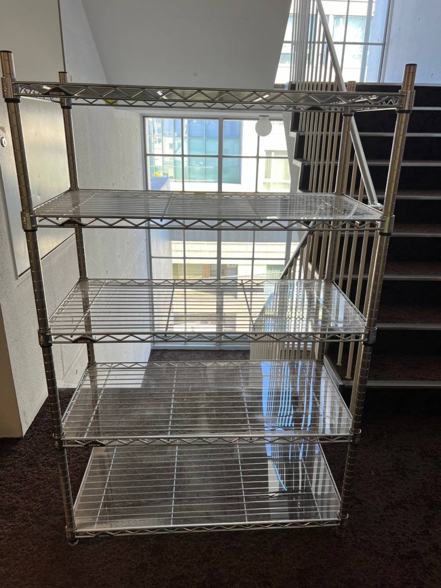 ホームエレクター メタルラック① Home ERECTA ホワイト 5段 90*45*140ｃｍ 透明プラスチック5枚付 飾り棚 収納 高さ調整可能_画像1