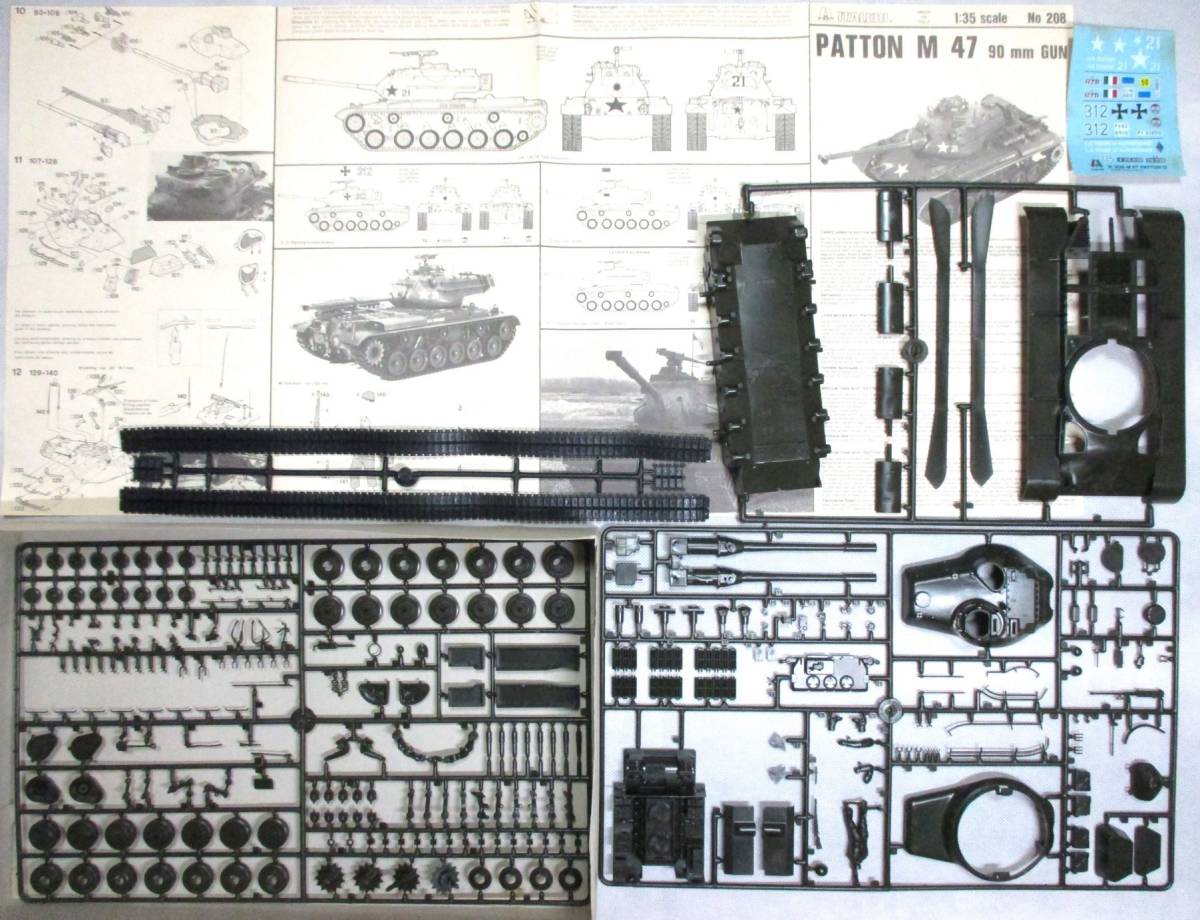 イタレリ（ITALERI）1/35スケール No.208 アメリカ陸軍 Ｍ47 パットン U.S. ARMY M-47 PATTON 90mm GUN 1983年版フルアート・パッケージ！_中身はもともとビニール袋に入っていません