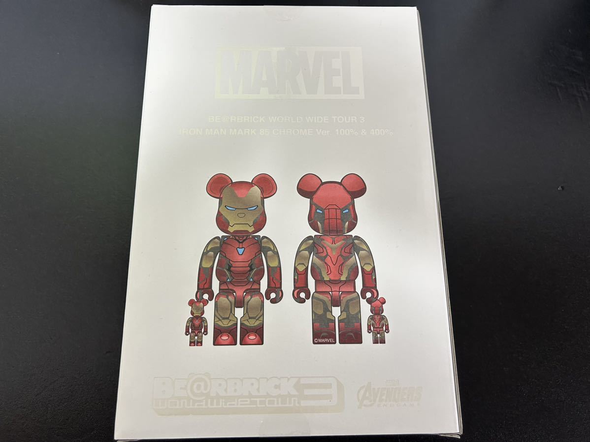 BE@RBRICK IRON MAN MARK85 CHROME Ver. 100% & 400% Bearbrick Ironman Mark 85 chrome medicom toymeti com toy 1000%