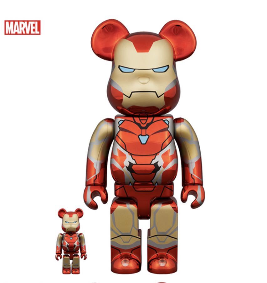 BE@RBRICK IRON MAN MARK85 CHROME Ver. 100％ & 400％ ベアブリック アイアンマン マーク85 クローム medicom toy メディコムトイ 1000%