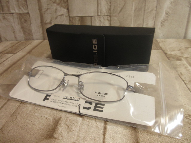  new goods *POLICE Police glasses / glasses / date / glasses frame titanium unused regular goods case attaching *49*17-135 VPL080J 0S14 prompt decision free shipping!! 13-B