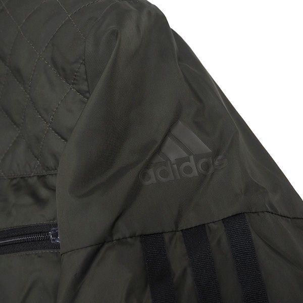 P940 新品 adidas アディダス ３ストライプス 裏起毛 2WAY フルジップ ウーブン ジャケット ウインドブレーカー ゴルフ 2XL オリーブ_画像5